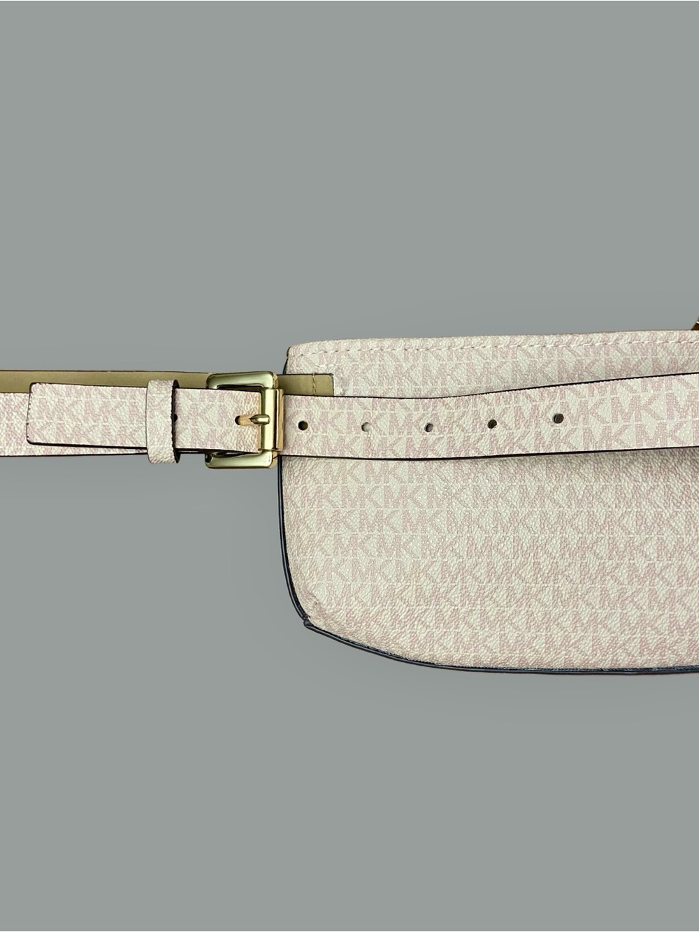 MICHAEL KORS Ballet Pink & Cream Signature Logo Center Stripe Belt Bag -M 29-32” - Picture 11 of 12